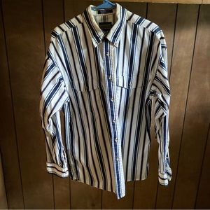 Panhandle Slim Shirt Mens Size ML White Button Down Long Sleeve Striped Casual